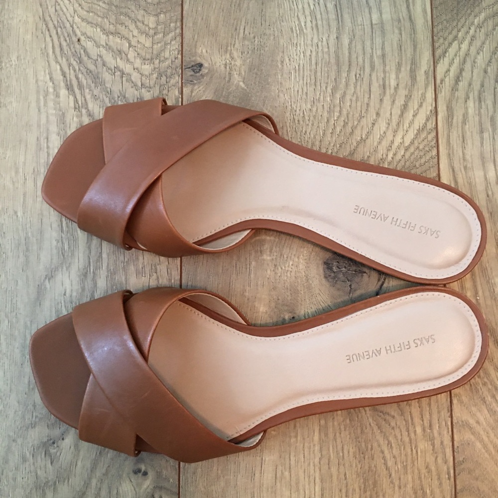 Said fifth avenue square toe leather sandals